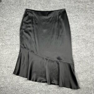 Lilysilk Skirt Womens 14 100% Silk Satin Pull On Midi Asymmetrical Ruffle Hem